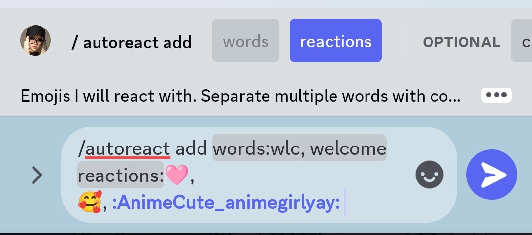 Auto reactions preview